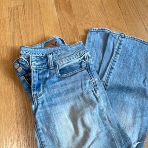 Straight leg light wash jeans
